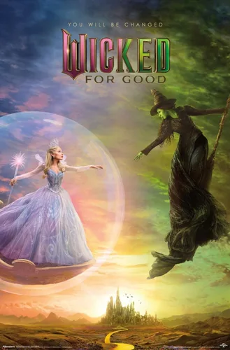 Miniatura 16 de Wicked: For Good (2025) - Póster de pared de una hoja de burbujas, 22.4 pulgadas de largo x 14.7 pulgadas de ancho, versión enmarcada de madera