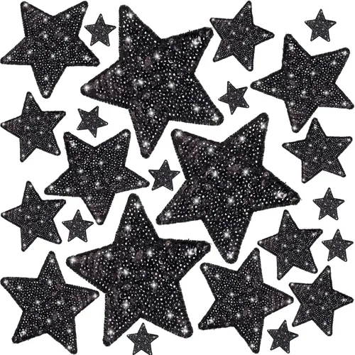 Miniatura 16 de Daifunli 24 Parches de Lentejuelas para Planchar de 4 Parches Decorativos Bordados Brillantes para Ropa, Bolsos, Chaquetas, Jeans, Sombreros