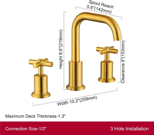 Miniatura 8 de Grifo de baño generalizado de dos manijas, grifos de baño para fregadero de 3 agujeros con drenaje emergente push up, 2 manijas, grifo de fregadero