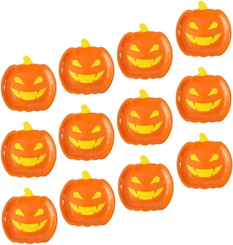 Healifty 20 platos de calabaza de Halloween desechables para fiestas de otoño, lindos platos de diseño divertido para celebraciones de Halloween