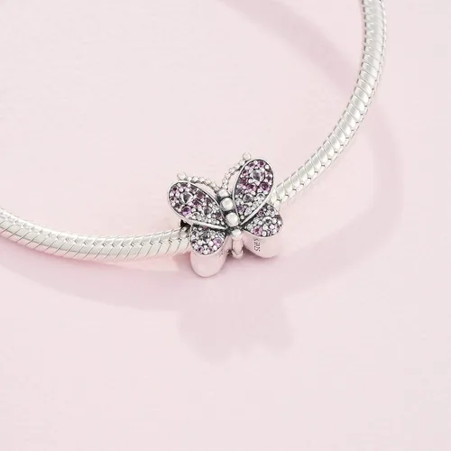 Miniatura 4 de PANDORA Joyería de cristal de mariposa rosa y circonita cúbica en plata de ley Metal Cristal Circonita cúbica