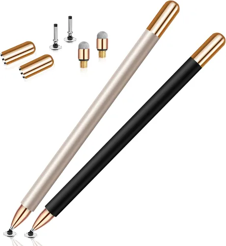 Miniatura 8 de Lápiz óptico para pantalla táctil, paquete de 2 lápices capacitivos de disco magnético de alta sensibilidad y precisión para Negro/Blanco