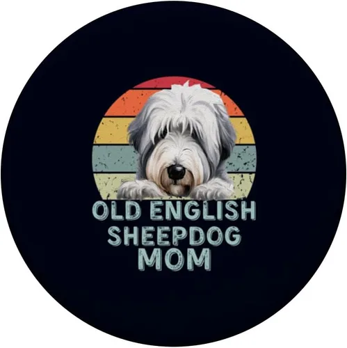Miniatura 3 de Antiguo perro pastor inglés perro mamá retro vintage amantes de los perros PopSockets intercambiables PopGrip