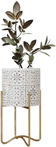 Miniatura 9 de EverNest Tristan - Maceta neutra de diseño bohemio blanco y negro con soporte Ambrose, macetas SelectBase para plantas