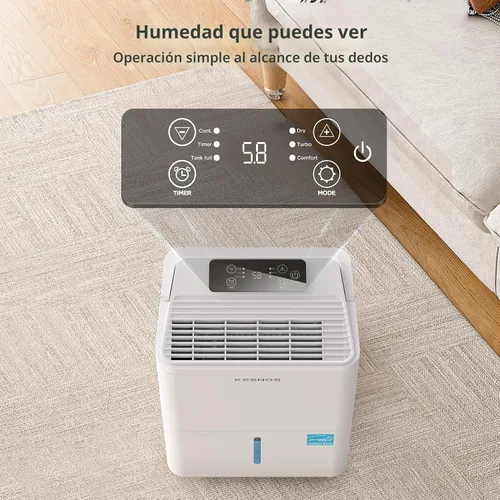 Miniatura 6 de Kesnos Deshumidificador Energy Star 2025 de 30 pintas para espacios de hasta 2500 pies cuadrados, deshumidificador silencioso para el hogar
