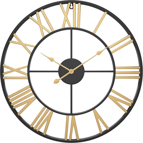 Miniatura 10 de Relojes de pared grandes sin tictac, silenciosos, de 30 pulgadas, funciona con pilas, de gran tamaño, de metal, números romanos redondos, relojes