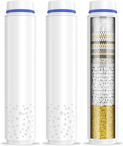 Miniatura 12 de Pweran Filtro de ducha para cabezal de ducha de mano, paquete de 2 filtros de repuesto de 18 etapas para agua dura, elimina cloro y sustancias Blanco