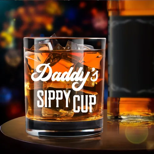 Miniatura 5 de LIGHTEN LIFE Vaso Sippy de Papá Vaso de Whisky de 12 onzas, Regalo Único para Papá en Caja de Madera Valiosa, Divertido Regalo de Broma para Nuevo