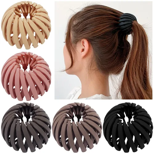 Miniatura 8 de TOBATOBA Bird Nest - Pinza mágica para el cabello, 5 unidades, plástico mate, horquilla expandible para cabello fino, soporte para cola de caballo