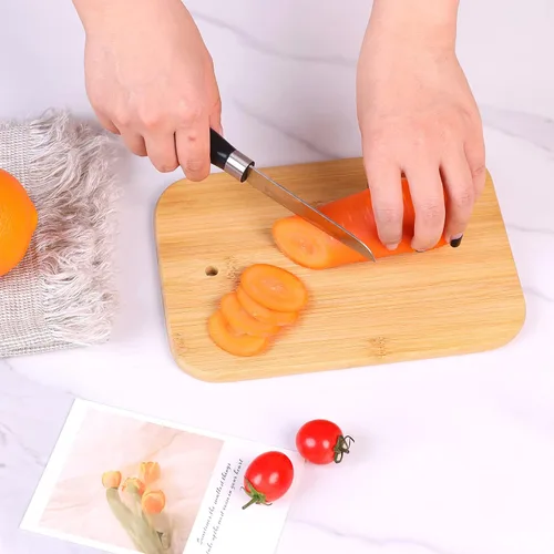 Miniatura 2 de Juego de tablas de cortar de bambú para cocina,Tablas de cortar pequeñas con soporte,Tablas de servir para sándwich queso comida desayuno