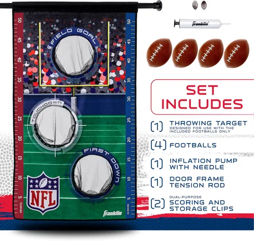 Miniatura 2 de Franklin Sports NFL Mini juego de tiro de fútbol americano – NFL Door Jam Football Over the Door Target + (4) mini bolas – Juego de lanzamiento de 3
