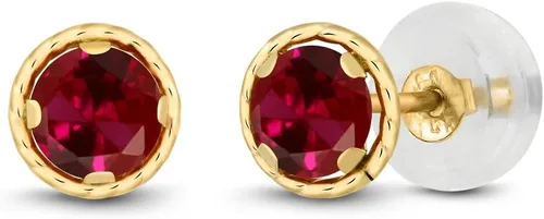Miniatura 27 de Gem Stone King Aretes redondos de oro amarillo de 14 quilates con piedra natal Redondos de 0.157 in Aretes de oro para mujeres y hombres