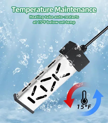 Miniatura 5 de Calentador de agua de inmersión de 1800W, mini calentador portátil de piscina, calentador de balde, termostato ajustable, pantalla de temperatura