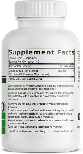 Miniatura 2 de Bronson Ginkgo Biloba Extra Strength Apoya la función cerebral y la memoria, 90 cápsulas vegetarianas Vegetariano, sin OMG, sin gluten, sin soja