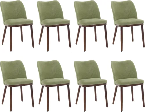 Miniatura 7 de Juego de 2 sillas de comedor, tapizadas de tela y patas de madera maciza, sillas de comedor modernas, asiento de cojines gruesos, fácil montaje