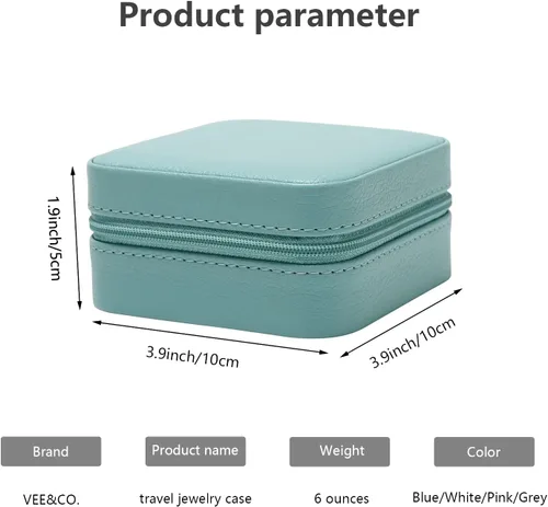 Miniatura 3 de Vee - Estuche pequeño para joyas de viaje mini organizador de joyas con espejo portátil caja de joyería para aretes anillos collares pulseras