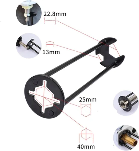 Miniatura 4 de Llave hexagonal de cuatro mandíbulas, llave multifuncional para fregadero, instalación de mantenimiento y herramientas de extracción para baño