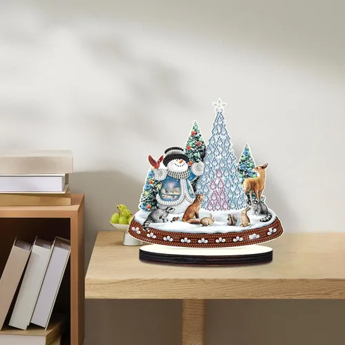Miniatura 7 de antor Kit de adornos de escritorio con diseño de árbol de Navidad, muñeco de nieve, pintura de diamante, para adultos, principiantes, arte de Árbol