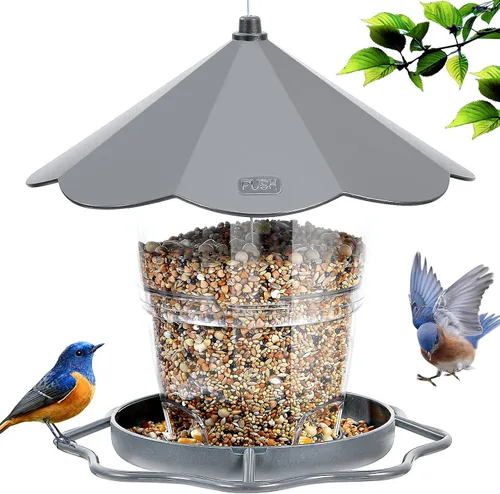 Miniatura 10 de Hanizi Comedero para pájaros colgante al aire libre para semillas de aves silvestres, marrón