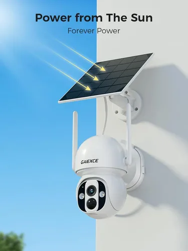 Miniatura 4 de Cámara de seguridad solar inalámbrica WiFi Pro para exteriores, visión nocturna a color de 4 MP, detección de movimiento AI/PIR, 360 PT, audio de 2
