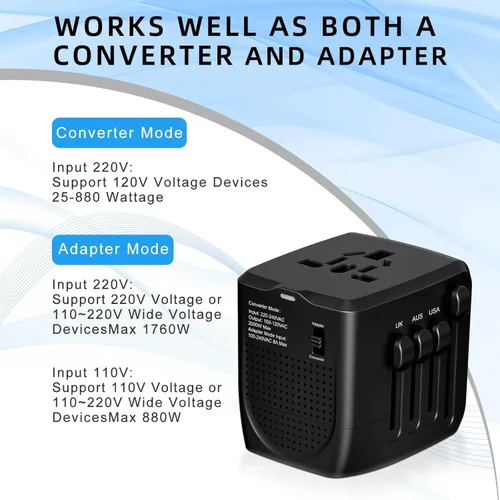 Miniatura 3 de Travel Converter Adapter Voltage Converter that Steps Down 220 Volts to 110 Volts for use in Over 200 Countries,Including The U.S., U.K., Europe