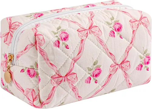 Miniatura 24 de Bolsa de maquillaje de viaje para mujeres y niñas, bolsa de maquillaje con cremallera, flores florales, organizador de maquillaje, bolsa de tela