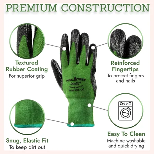 Miniatura 5 de Guantes de jardinería de bambú, recubiertos de goma, aptos para pantalla táctil, transpirables y ligeros, para hombres y mujeres
