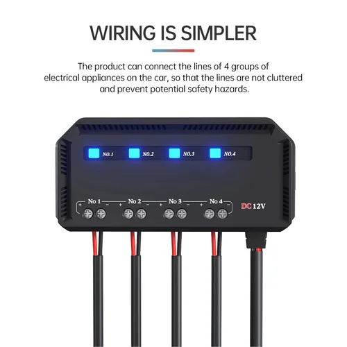 Miniatura 3 de Caja de 4 vías y relés, kit de bloque de caja de relé de 12 V 20 A con indicador LED, caja de bloque de relé universal para motocicleta, automóvil