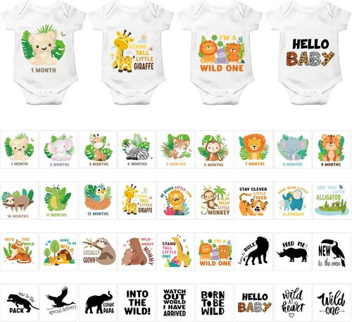 Miniatura 9 de Teling 36 calcomanías para planchar para baby shower, juegos de calcomanías de transferencia para planchar, parches de calcomanías de transferencia