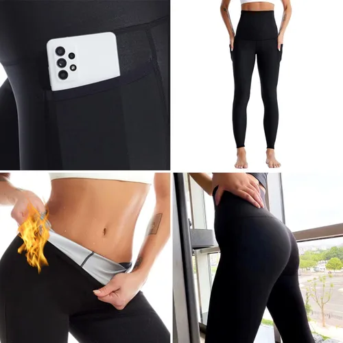 Miniatura 3 de Nano Hertz Traje de sauna para sudar, moldeador, pantalones cortos con bolsillos, entrenamiento de cintura, traje para ejercicio, fitness, gimnasio