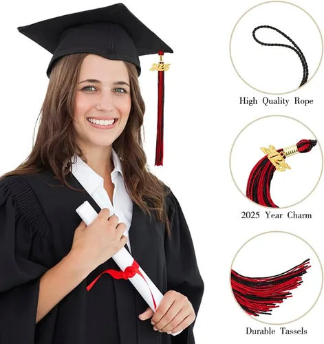 Miniatura 26 de Borla 2025, 1 unidad, borla de graduación para graduados 2025, borla 2025 con dijes de fecha dorada 2025 para fiestas de graduación, ceremonias
