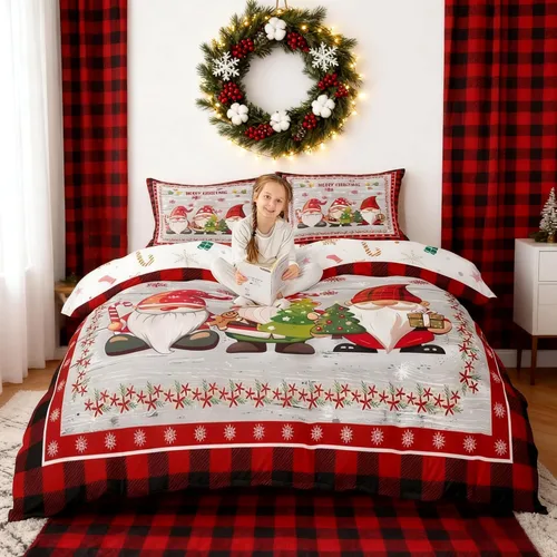 Miniatura 38 de Juego de funda de edredón para niños de Feliz Navidad, tamaño King, juego de ropa de cama de pingüinos de dibujos animados, animales árticos