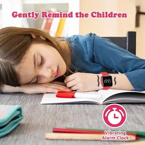 Miniatura 6 de Reloj deportivo digital para niños y niñas con contador de pasos, alarma vibratoria y despertador. Rastreador de actividad a prueba de agua, sin