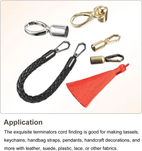 Miniatura 5 de uxcell Tapa de extremo de cordón, 8 piezas de 0.472 in/0.47 pulgadas de tapa de extremo de barril con tornillos para borlas, joyería, hacer bolsa