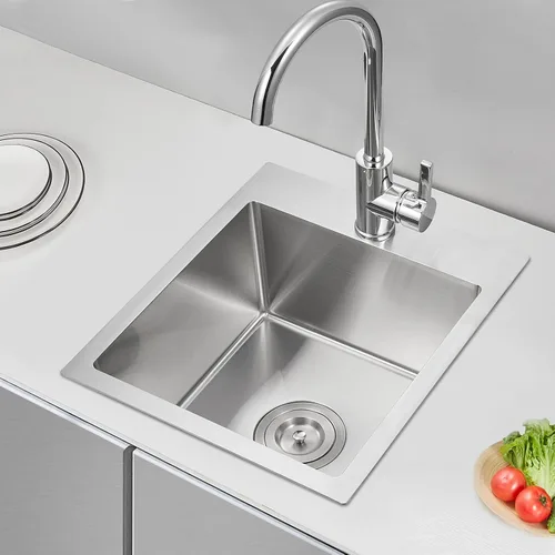 Miniatura 9 de ROVATE Fregadero de barra empotrable de 13 x 15 x 8 pulgadas, Fregadero de cocina pequeño de montaje superior de un solo compartimento, Fregaderos