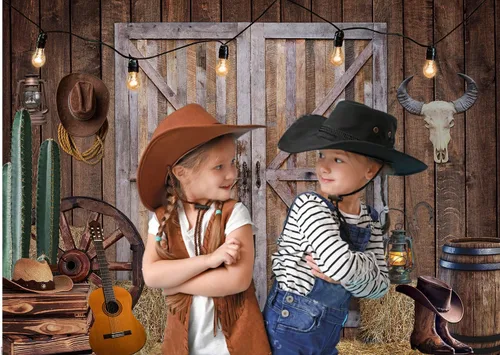 Miniatura 2 de Fondo de vaquero occidental de 10 x 10 pies, suministros para fiestas, decoración del salvaje oeste, decoración rústica de madera para casa