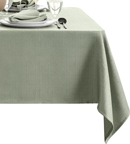 Miniatura 25 de Elrene Home Fashions - Mantel de textura sólida de laurel, resistente al agua y a las manchas, 52 x 70 pulgadas, rectangular, color gris 2-Gris