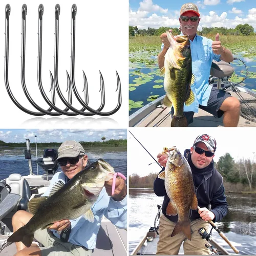 Miniatura 7 de Kits de anzuelos de pesca de acero de alto carbono, ganchos de púas de agua salada, soporte de cebo de pico de mango largo, anzuelos de cebo vivo