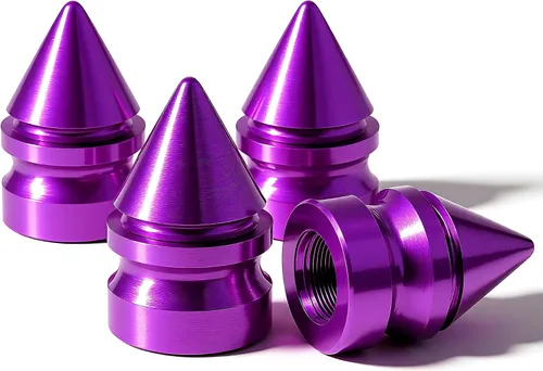 Miniatura 20 de 4 piezas de tapas de válvula de rueda con estilo púas, resistentes a la corrosión, universales de aleación de aluminio a prueba de polvo para Spiked