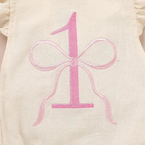 Miniatura 4 de GRNSHTS Trajes de primer cumpleaños para niñas con volantes para primer cumpleaños, mameluco sin espalda