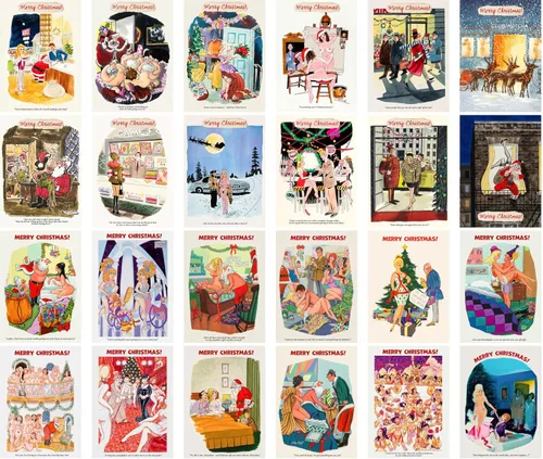 Miniatura 2 de PIXILUV Postales vintage (24 piezas de 4 x 6 pulgadas cada una) sexy adulto caricaturas de temporada postales de Navidad postales retro tarjeta