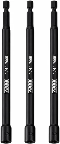 ARES 27008 - Juego de brocas magnéticas de tuerca de impacto de 1/4 de pulgada, longitud de 6 pulgadas, juego de tuercas de grado de impacto con