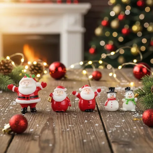 Miniatura 2 de DOITOOL Juego de 10 mini figuras de Papá Noel en miniatura de Navidad, 1.57 pulgadas, diminutos adornos de estatua de muñeco de nieve de Papá Noel