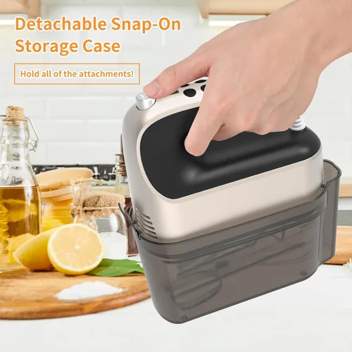 Miniatura 6 de Yomelo Batidora de mano digital de 9 velocidades, potente motor de CC de 400 W, batidora de mano eléctrica de mano con estuche de almacenamiento a