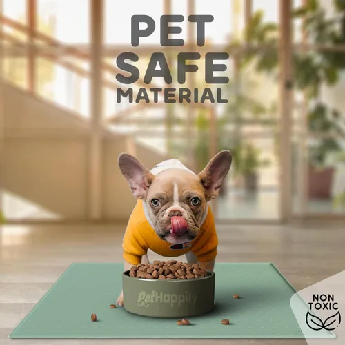Miniatura 3 de Tapete para comida de perro y gato, bordes elevados para evitar derrames de comida y agua, impermeable, protege el piso, fácil de limpiar