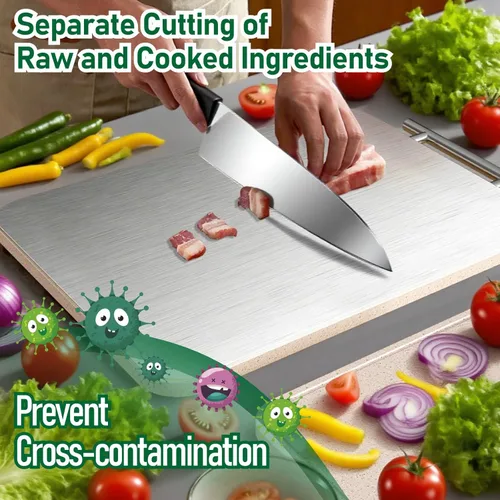Miniatura 3 de Tabla de cortar de titanio para cocina, 100% puro, grado alimenticio, tabla de cortar de doble cara, paja de titanio y trigo PP, apta