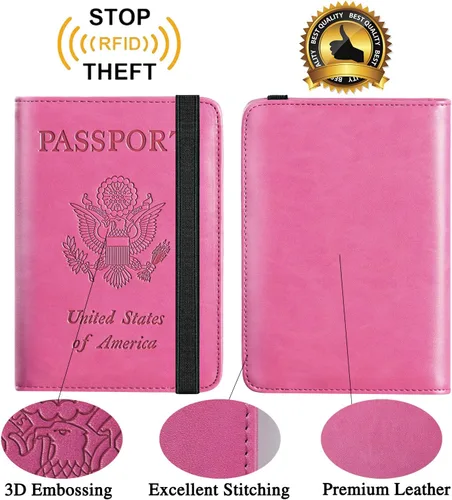 Miniatura 2 de Funda para pasaporte con bloqueo RFID de piel, organizador de documentos de viaje), passport cover