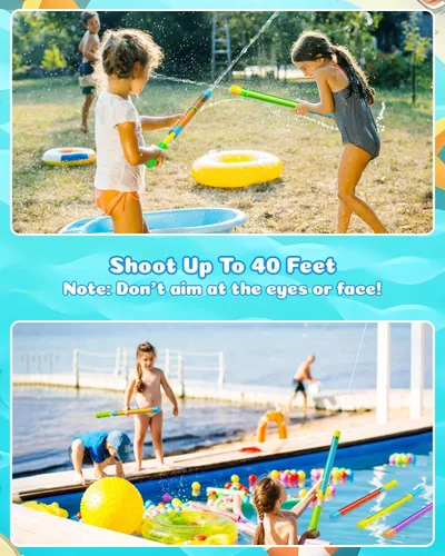 Miniatura 3 de Pistola de agua para niños y adultos: 3 pistolas de agua para exteriores para niños de 3-4-5-8-12 años a granel, divertido juguete de chorros
