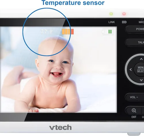 Miniatura 12 de VTech [Actualizado] Monitor de bebé VM350-2, pantalla de 5 pulgadas, 2 cámaras, rango de 1000 pies, visión nocturna, audio de 2 vías, canciones