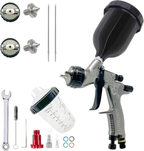 HVLP - Pistola pulverizadora de aire de acero inoxidable de 0.051 in y 0.071 in, 20.3 fl oz y 13.5 fl oz, pulverizador de pintura de alimentación